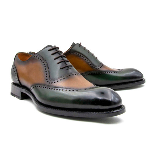 Ugo Vasare Charlton Caramel/Green U-Shaped Wing Toe Derby Shoes Ugo Vasare Charlton Caramel/Green U-Shaped Wing Toe Derby Shoes
