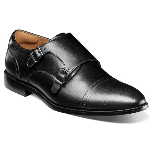 Florsheim Men’s Rucci Cap Toe Double Monk Strap in Black