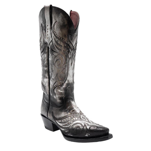 Ferrini Masquerade Silver Metallic Full Grain Snipped Toe Leather Boots Ferrini Masquerade Silver Metallic Full Grain Snipped Toe Leather Boots