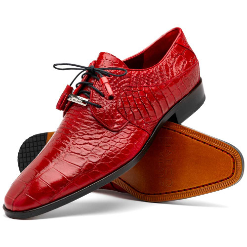Marco Di Milano Fitipaldi Red Alligator Derby Lace-Up Shoes