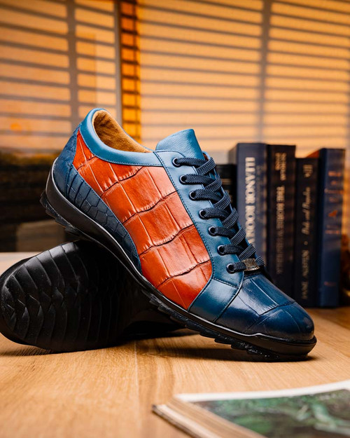 Marco Di Milano Cairo Blue Jean/Honey Alligator Sneakers Marco Di Milano Cairo Blue Jean/Honey Alligator Sneakers