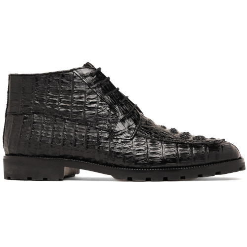 Marco Di Milano Martinelli Genuine Caiman Leather Black Lace-Up Chukka Boots