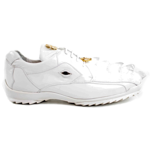 Belvedere Vasco white hornback crocodile sneaker, side profile