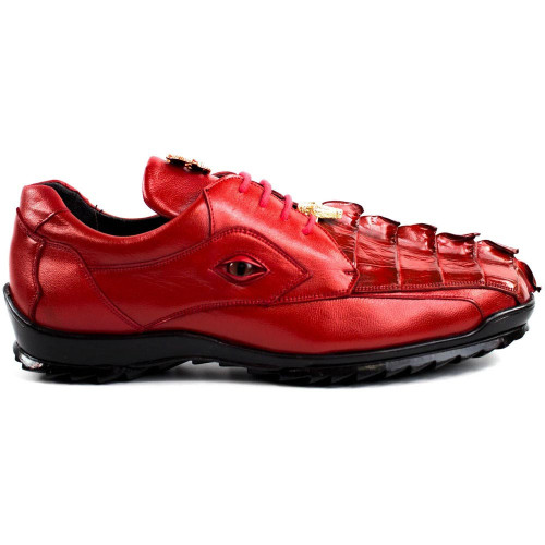 Belvedere Vasco red hornback crocodile sneaker, side profile