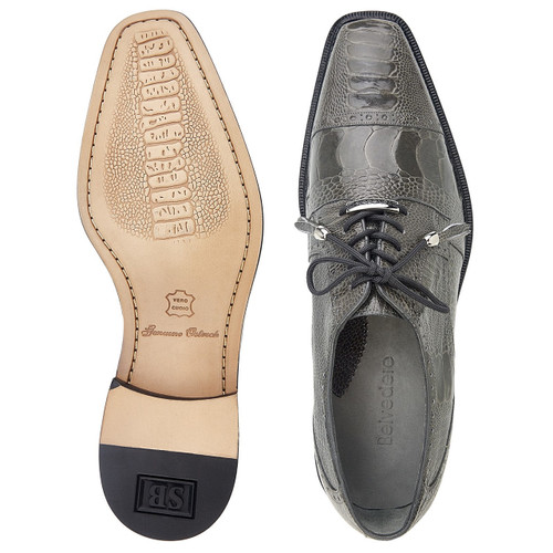 Belvedere Batta Gray Men's Genuine Ostrich Cap Toe Lace Up Shoes Belvedere Batta Gray Men's Genuine Ostrich Cap Toe Lace Up Shoes