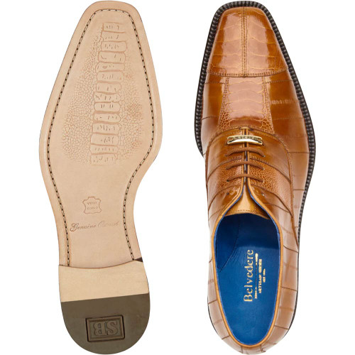 Belvedere Mare Camel Men's Genuine Ostrich & Eel Split-Toe Oxfords Belvedere Mare Camel Men's Genuine Ostrich & Eel Split-Toe Oxfords