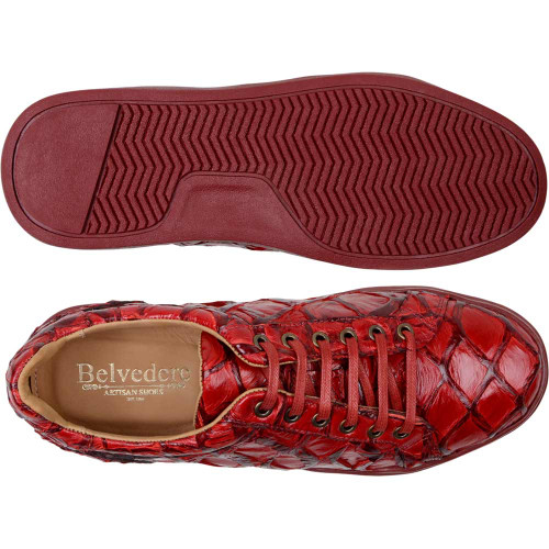 Belvedere Kingstone Red Men’s Genuine Pirarucu Sneakers Belvedere Kingstone Red Men’s Genuine Pirarucu Sneakers