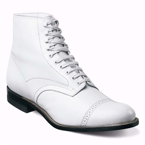Stacy Adams Madison White Leather Cap Toe Boots