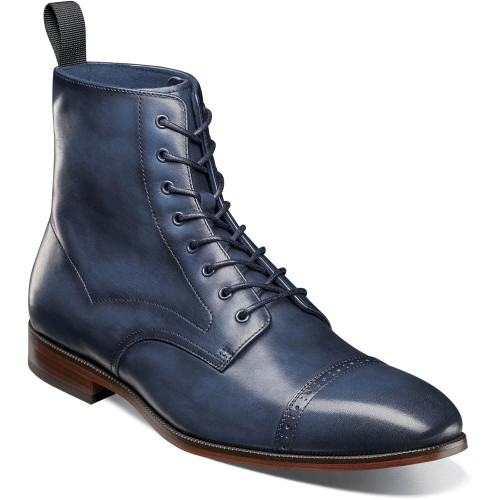 Stacy Adams Men’s Henry Cap Toe Lace Up Boot in Navy
