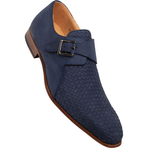 Mezlan Men's Ayllon Woven Nubuck Monk Strap in Blue