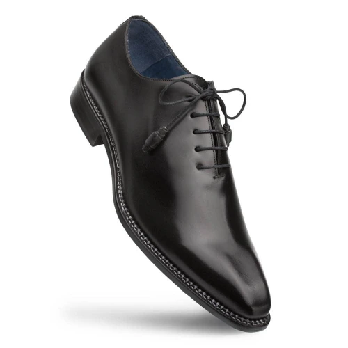 Mezlan Enterprise black balmoral, front toe view showing plain-toe silhouette