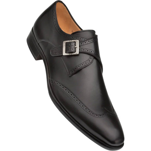 Mezlan Men's Forest Wing Tip Monk Strap in Black Mezlan Men's Forest Wing Tip Monk Strap in Black