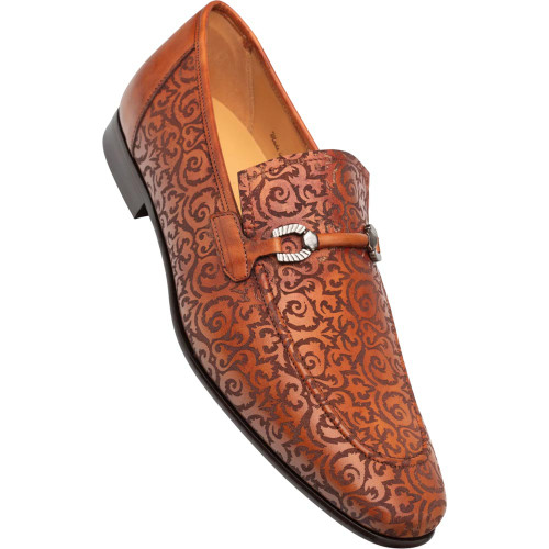 Mezlan Men's Alcaraz Laser-Embossed Bit-Saddle Slip-On in Cognac Mezlan Men's Alcaraz Laser-Embossed Bit-Saddle Slip-On in Cognac