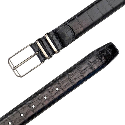 Mezlan Men's Genuine Crocodile Belt in Black