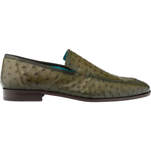 Mezlan Men’s Menor Olive Genuine Ostrich Skin Slip-On Loafer
