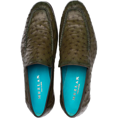 Mezlan Men’s Menor Olive Genuine Ostrich Skin Slip-On Loafer Mezlan Men’s Menor Olive Genuine Ostrich Skin Slip-On Loafer