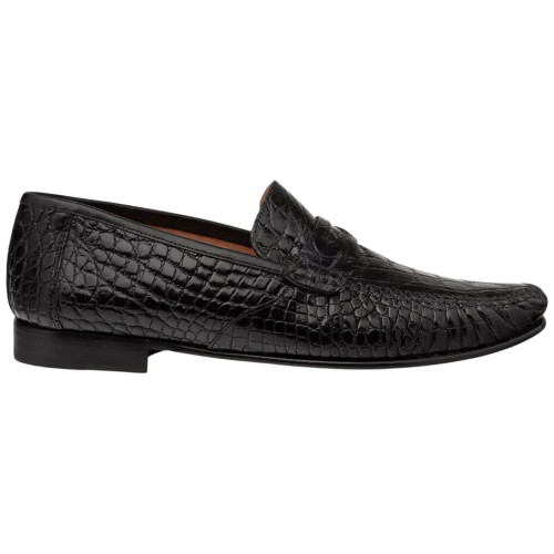 Mezlan Armano Moc Toe Black Crocodile Leather Dress Shoes