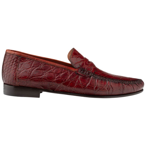 Mezlan Armano Moc Toe Cognac Crocodile Leather Dress Shoes