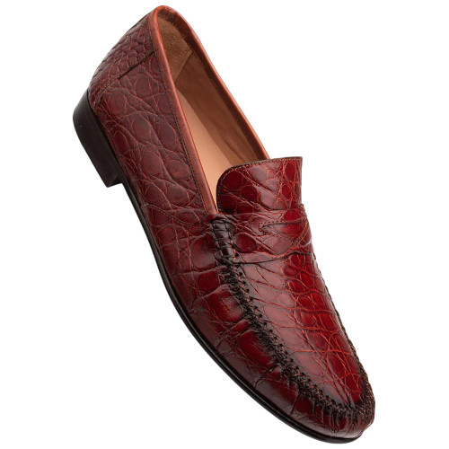 Mezlan Armano Moc Toe Cognac Crocodile Leather Dress Shoes