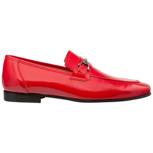 Mezlan Men's Red Hi-Shine Leather Ornament Dress Loafer Guardia