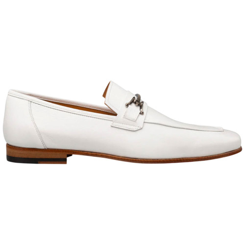 Mezlan Men's White Hi-Shine Leather Ornament Dress Loafer Guardia