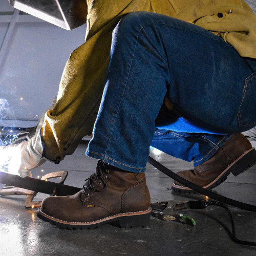 Bonanza 9" Steel Toe Crazy Brown Logger Work Boots