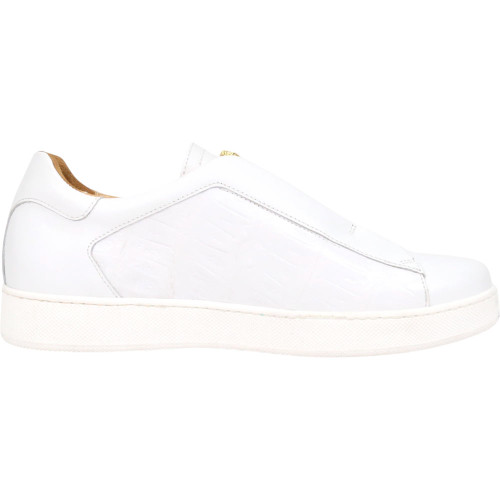 Mauri Regata Men's White Exotic Crocodile / Nappa Leather Slip-On Sneaker