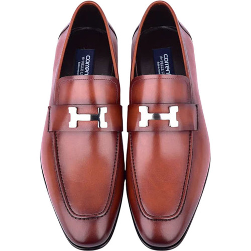 Corrente Men’s H Buckle French Calfskin Tan Almond Toe Loafer Corrente Men’s H Buckle French Calfskin Tan Almond Toe Loafer