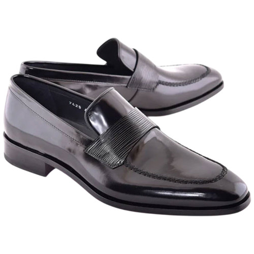 Corrente Men’s Luxe Leather Black Cap Toe Loafer