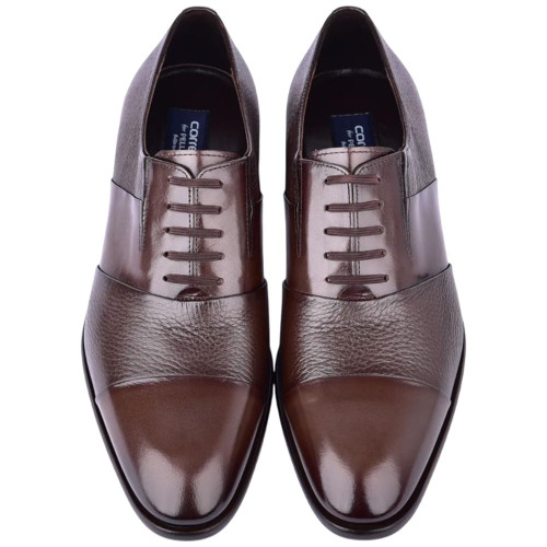 Corrente Men’s Brown Deer Skin Leather Tie-Less Cap Toe Slip-On Loafer Corrente Men’s Brown Deer Skin Leather Tie-Less Cap Toe Slip-On Loafer