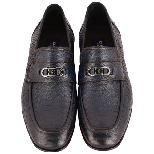 Corrente Men’s Low Cut Navy Python Skin Round Toe Loafer Corrente Men’s Low Cut Navy Python Skin Round Toe Loafer