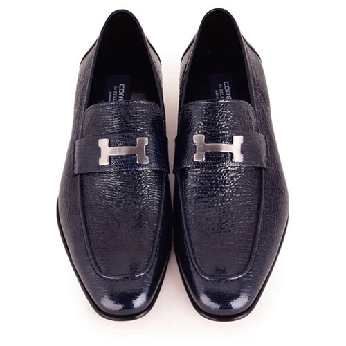 Corrente Men’s Navy Vita H Buckle Calfskin Loafer