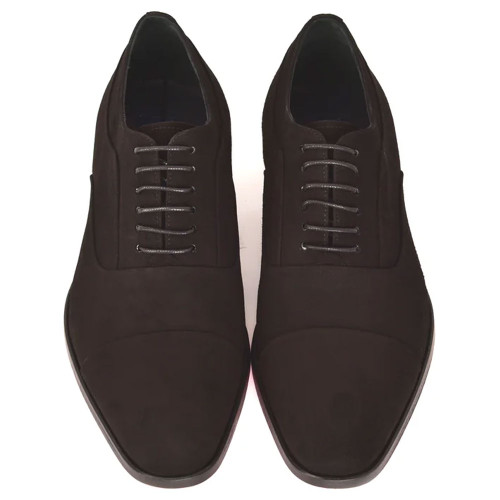 Corrente Men’s Black Suede Cap Toe Lace-Up Loafer