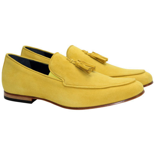 Duca Anzio Yellow Suede Dress Loafers for Men