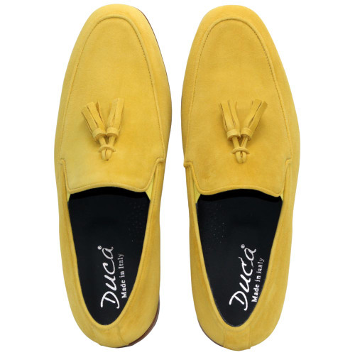 Duca Anzio Yellow Suede Dress Loafers for Men