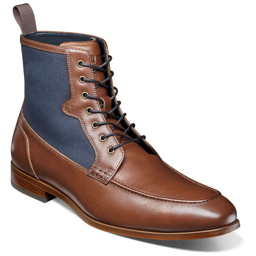 Stacy Adams Brumley Tan & Navy Lace Up Dress Boots for Men