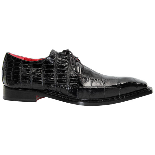 Rowan Lace Up Dress Shoes | Fennix of Italy Alligator Shoes in Black for Men