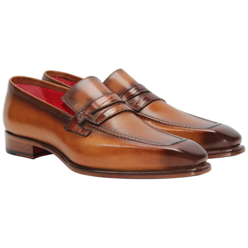 Genuine Alligator Skin & Italian Calf LIAM Cognac Dress Loafers by Fennix of Italy