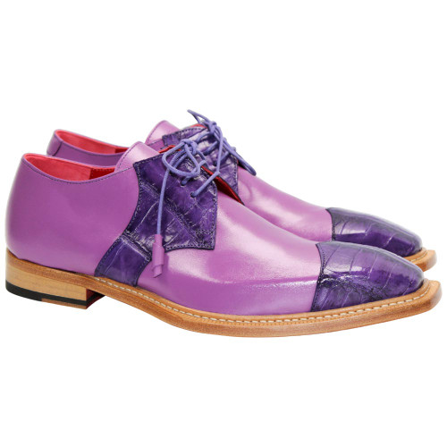 Landon 2 Lace Up Dress Shoes | Fennix of Italy Alligator & Calf Skin Shoes in Purple/Lavender for Men