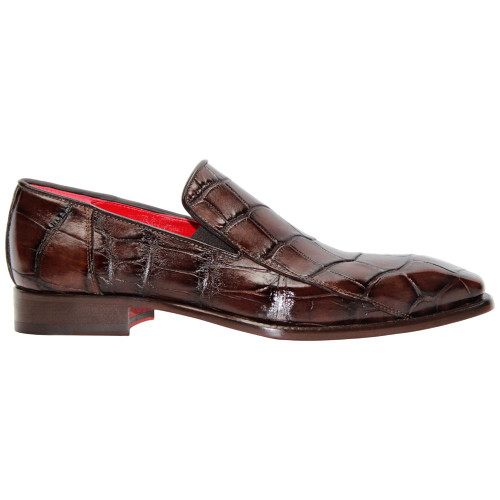 Dustin Lace Up Dress Shoes | Fennix of Italy Alligator Skin Shoes in Chocolate for Men