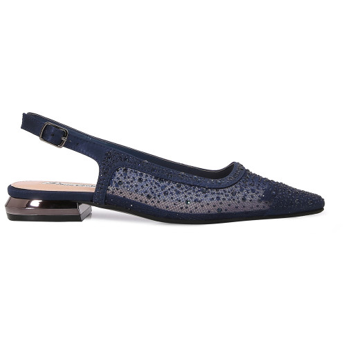 Kara 0.75" Block Heel Flats in Navy | Lady Couture Shoes