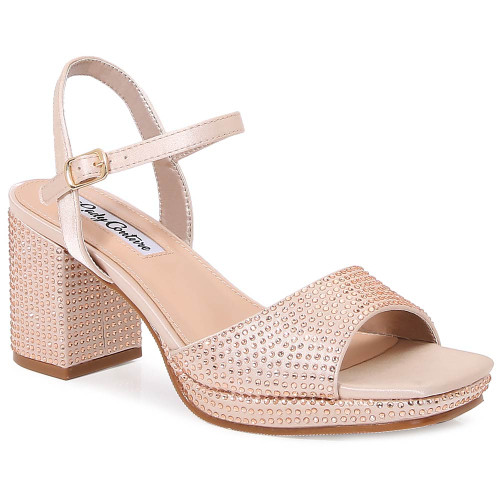 Judy 3" Block Heels in Champagne | Lady Couture Shoes