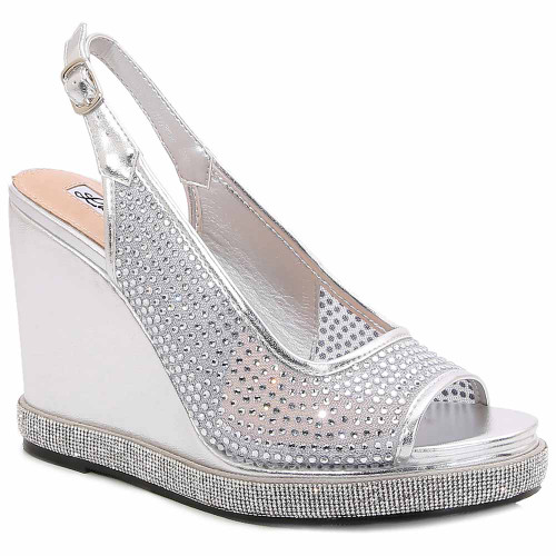 Belair 4" Wedge Sandals in Silver | Lady Couture Shoes