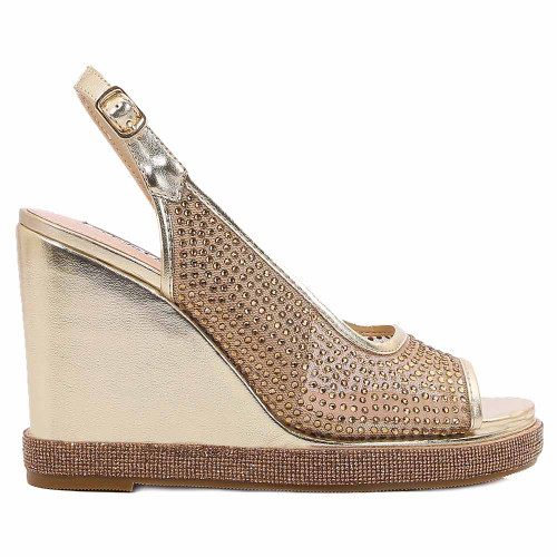 Belair 4" Wedge Sandals in Gold | Lady Couture Shoes