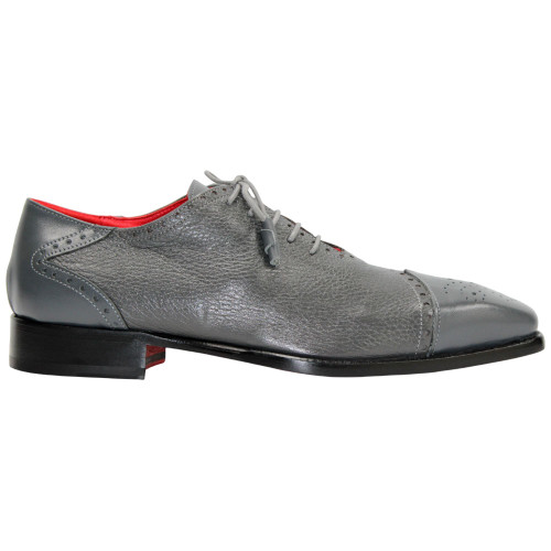 Bosco Grey Deer Skin Leather Lace Ups | Emilio Franco Dress Shoes for Men