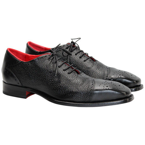 Bosco Black Deer Skin Leather Lace Ups | Emilio Franco Dress Shoes for Men