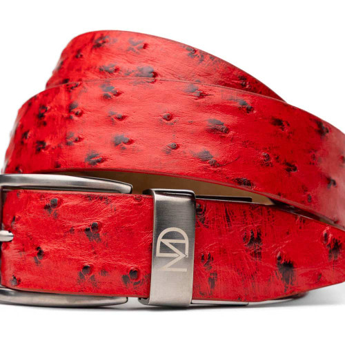 Marco Di Milano Men’s Genuine Ostrich Quill Belt in Red Marco Di Milano Men’s Genuine Ostrich Quill Belt in Red