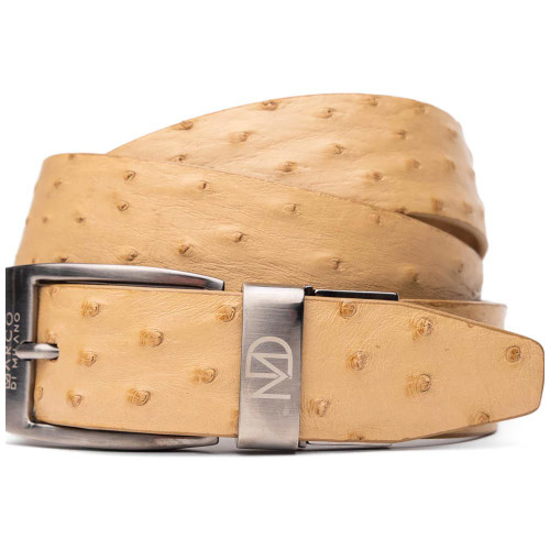 Domenico Men’s Genuine Exotic Ostrich Belts With Brushed Chrome Buckle | Marco Di Milano Exotic Belt in Orix Domenico Men’s Genuine Exotic Ostrich Belts With Brushed Chrome Buckle | Marco Di Milano Exotic Belt in Orix