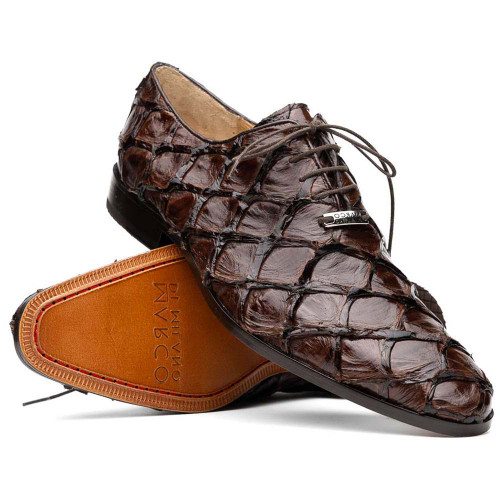 Oliveri Men’s Genuine Pirarucu Skin Classic Dress Oxford | Marco Di Milano Exotic Shoes in Brown Oliveri Men’s Genuine Pirarucu Skin Classic Dress Oxford | Marco Di Milano Exotic Shoes in Brown