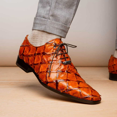 Oliveri Men’s Genuine Pirarucu Skin Classic Dress Oxford | Marco Di Milano Exotic Shoes in Brandy Oliveri Men’s Genuine Pirarucu Skin Classic Dress Oxford | Marco Di Milano Exotic Shoes in Brandy